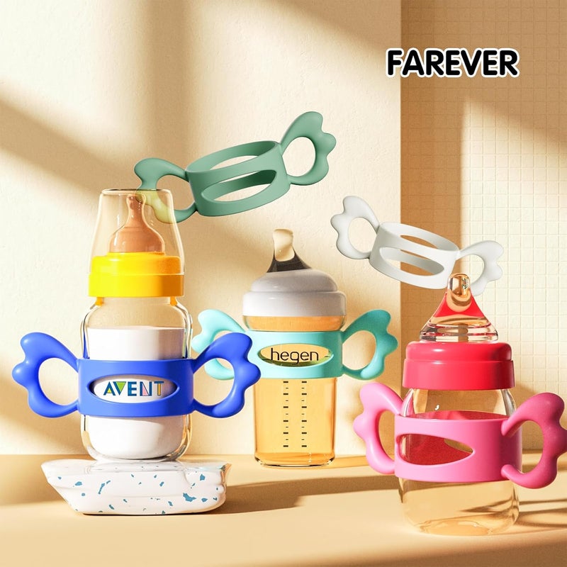 FAREVER Baby Bottle Handles, Easy Grip Bottle,Silicone Wide-Neck Bottle Handle, Outer Diameter Over 6cm for Bottle Blue (1 Pack) - Image 2